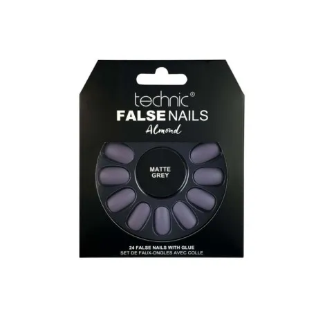 Technic Almond ফলস নেইল 24 পিস - Matte Grey