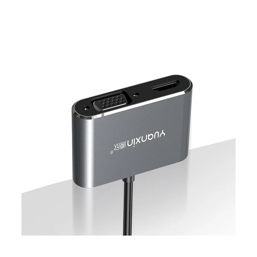Yuanxin X-3510 Type-C Male to HDMI & VGA Female Black Converter