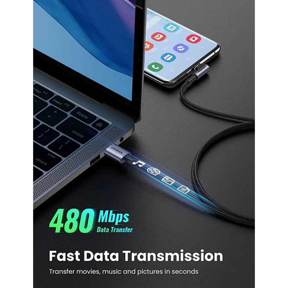 UGREEN US284 USB to Type-C Braided Cable 1 Meter Space Gray