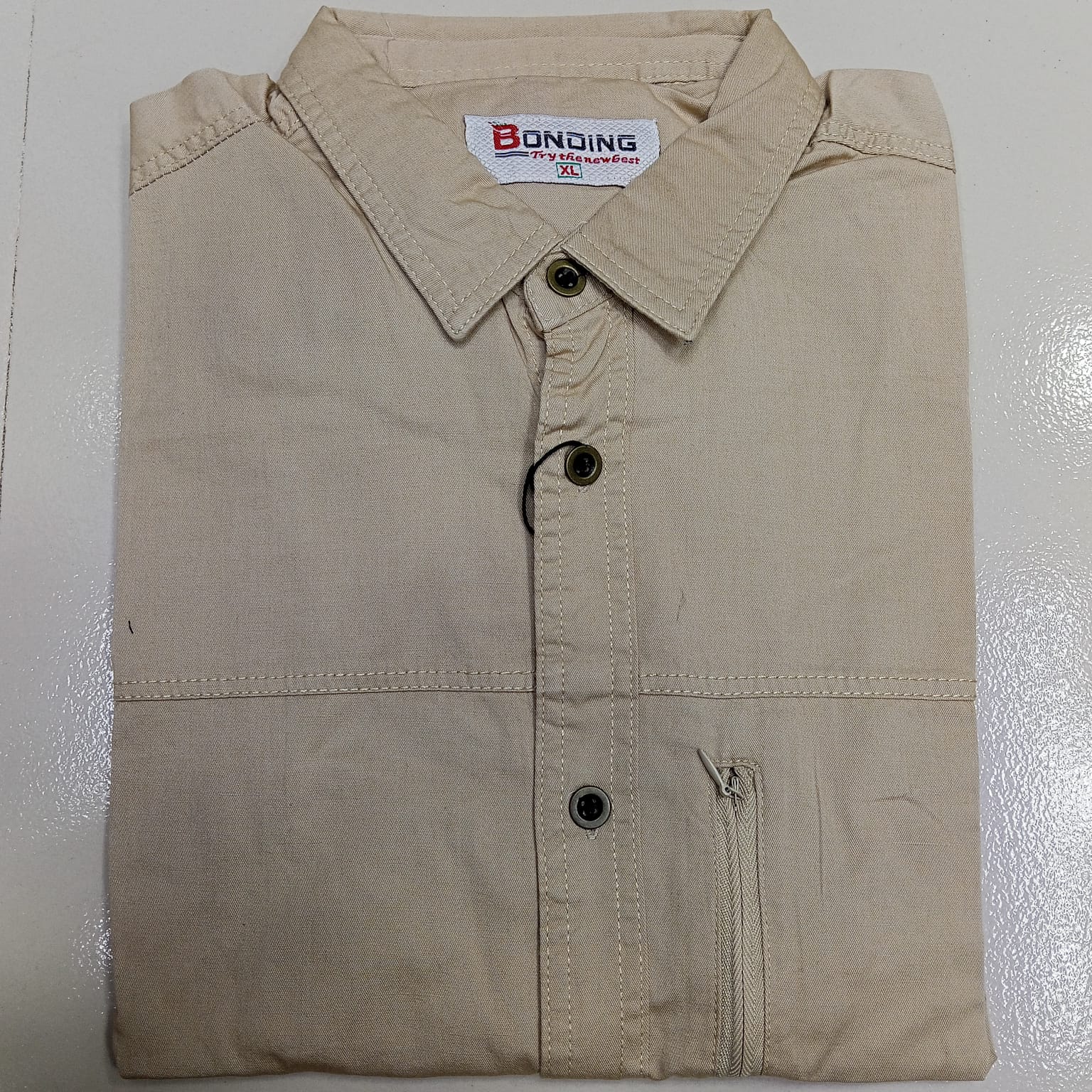 Kaiser কটন স্টাইলিশ ফুল হাতা শার্ট (খাকি)