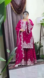 Georgette Embroidered Gharara Set with Lined Pant, 6 Colours