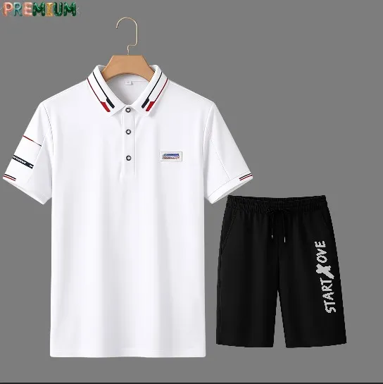 Men's 200 GSM Pure Cotton Polo and Half Pant Set in 6 Colours