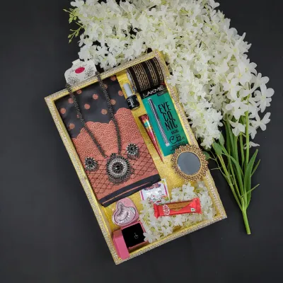 সিল্ক কাতান শাড়ি কম্বো প্যাক – কালো
