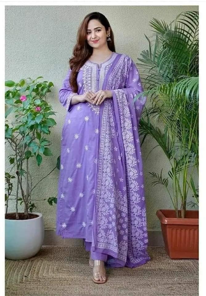 Women's Cotton Skin Print Three Piece, Free Size up to 44