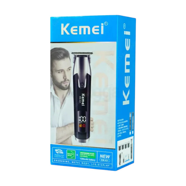 Kemei KM-431 রিচার্জেবল এলসিডি স্ক্রিন প্রফেশনাল হেয়ার ট্রিমার ফর মেন