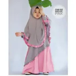 Girls' Borka and Hijab Set in Cherry Fabric, 4 Colours