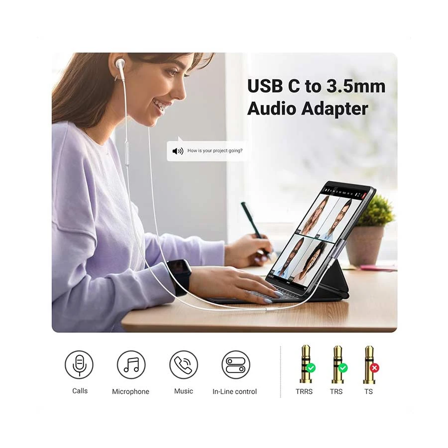 UGREEN CM460 (20194) Type-C Male to 3.5mm Female Audio Converter