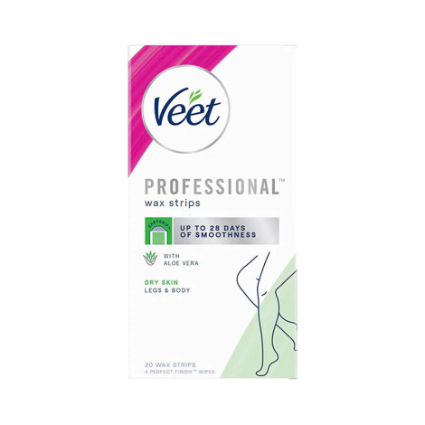 Veet Professional Legs & Body With Aloe Vera 20 Wax Strips (UK)