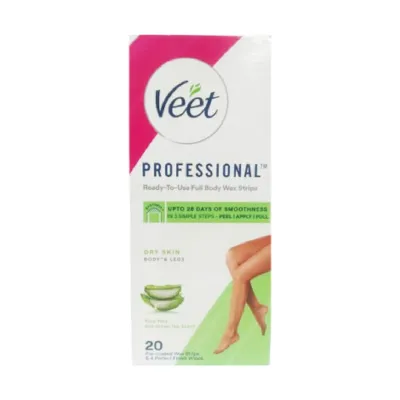 Veet Professional রেডি-টু-ইউজ Aloe Vera ফুল বডি ওয়াক্স স্ট্রিপ 20টি