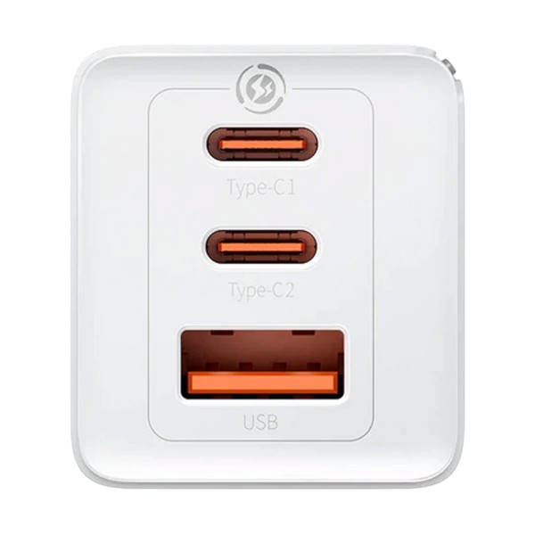 Baseus CCGP120202 GaN5 Pro USB ও ডুয়াল USB-C 65W EU সাদা চার্জার