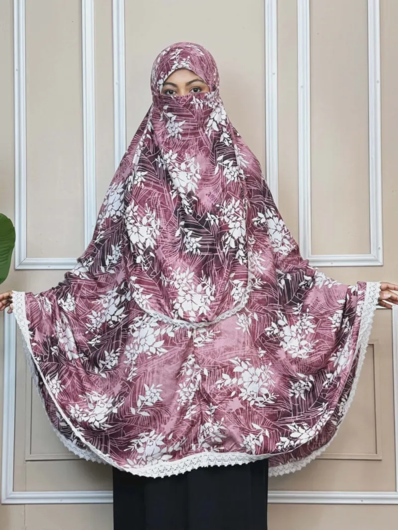 ভিসকস কটন লং হিজাব নিকাবসহ, পেছনে 50 ইঞ্চি, 6 রং