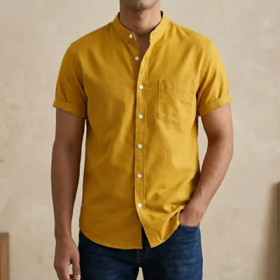 ছেলেদের ফ্যাশনেবল হাফ হাতা শার্ট (হলুদ)