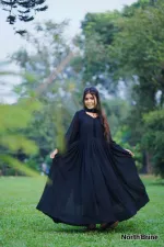 জর্জেট থ্রি পিস, লিনেন সালোয়ার, ফ্রি সাইজ 44