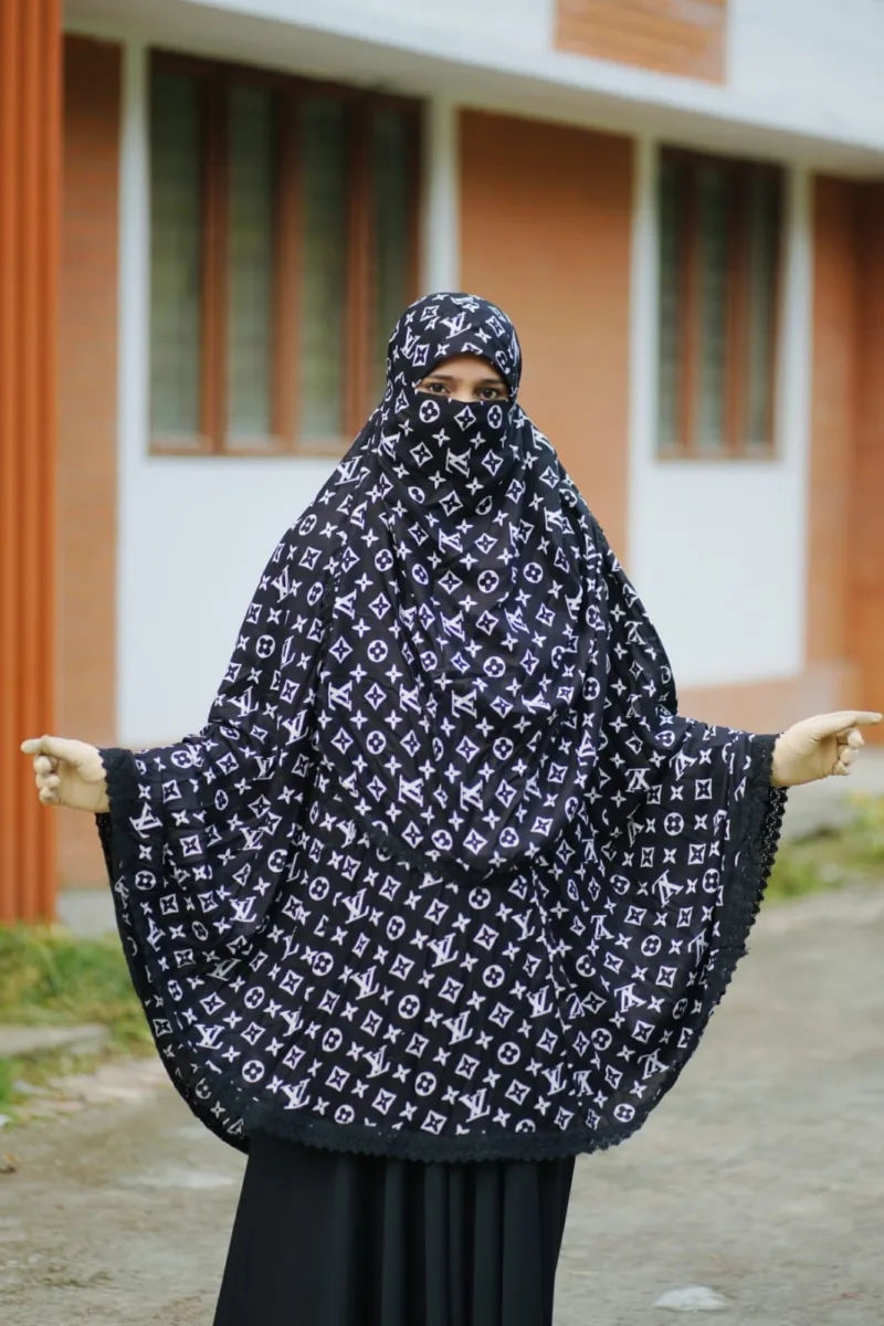 লং কটন হিজাব নিকাবসহ, ভিসকস কটন, পেছনে 50 ইঞ্চি