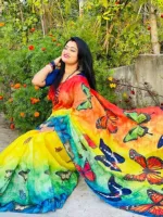 Women's 12 Haath Chanduri Silk Saree, Saree Only, 6 Colours