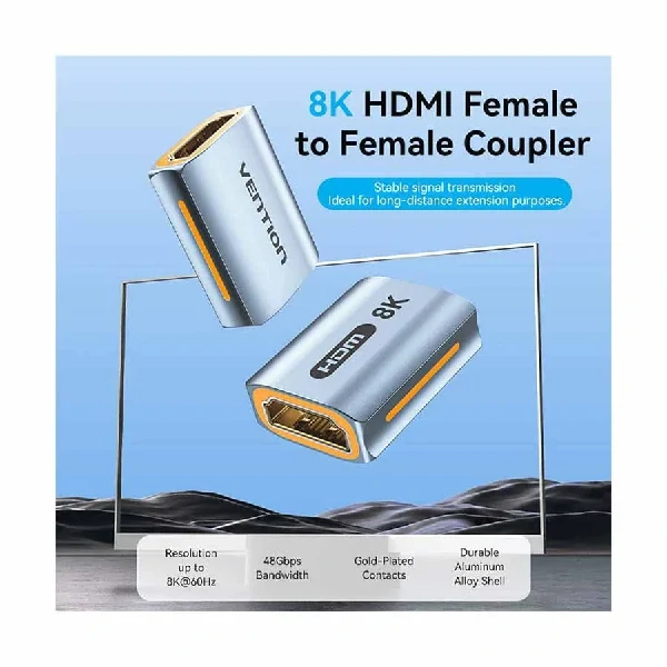 Vention AIUH0 HDMI ফিমেল টু HDMI ফিমেল গ্রে কনভার্টার