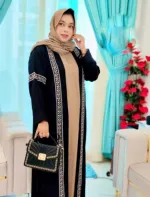 Embroidery Work Abaya Set, Lengths 50 to 58, 4 Colours