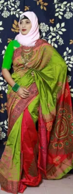 হাফ সিল্ক হ্যান্ড প্রিন্টেড শাড়ি, মহিলাদের, দৈর্ঘ্য 12 হাত