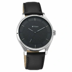 Titan Workwear Watch With Black Dial & Leather Strap – NS1802SL11