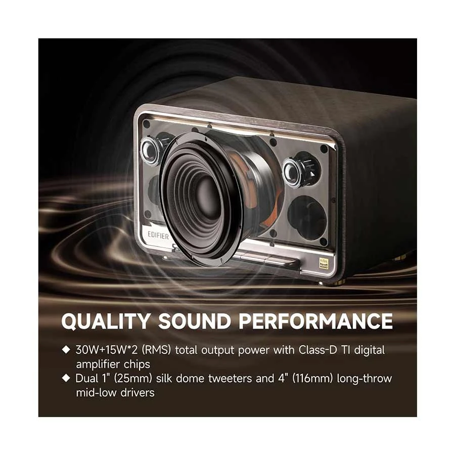 Edifier D32 Portable Bluetooth Black Walnut Tabletop Speaker