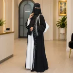 Rose Arabian এমব্রয়ডারি বোরকা 3 পিস সেট (কটি, ইনার ও হিজাব) – দুবাই ফেব্রিক