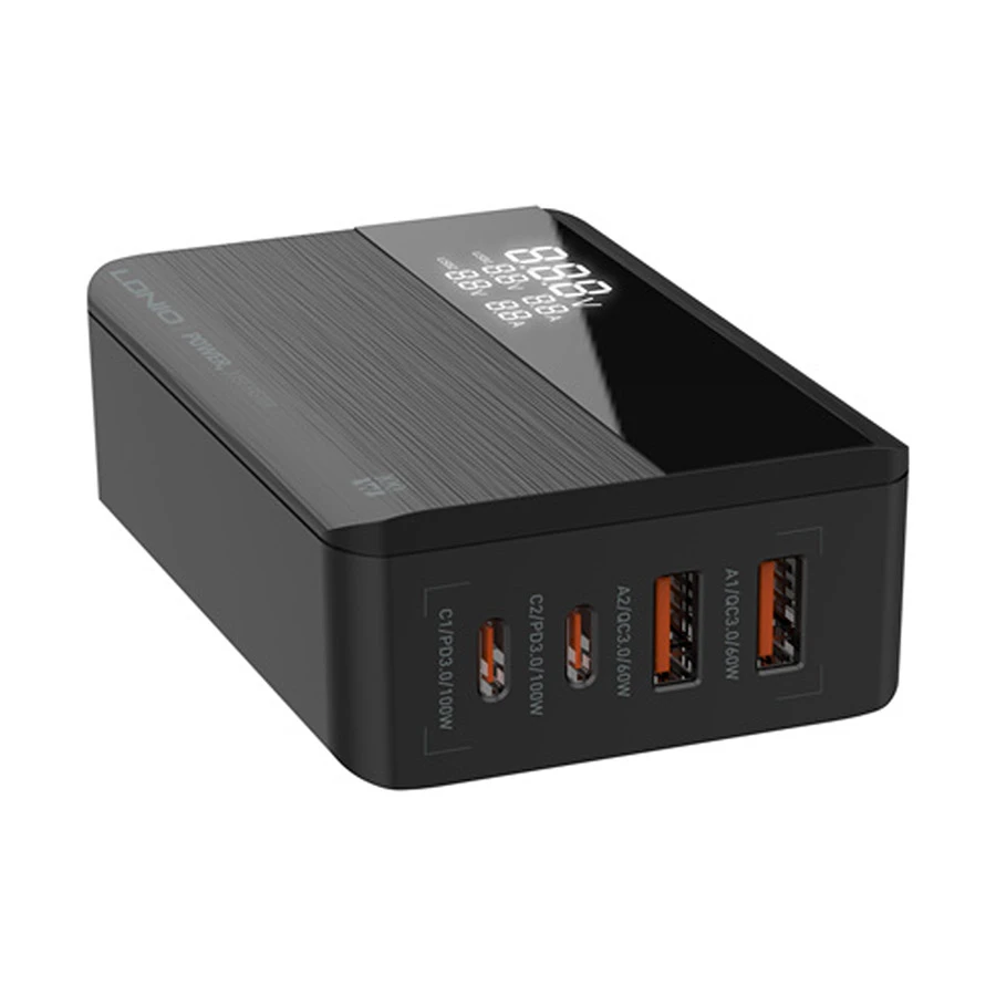 LDNIO A4809C 100W GaN 4 Port USB Desktop Charging Station Black (UK)