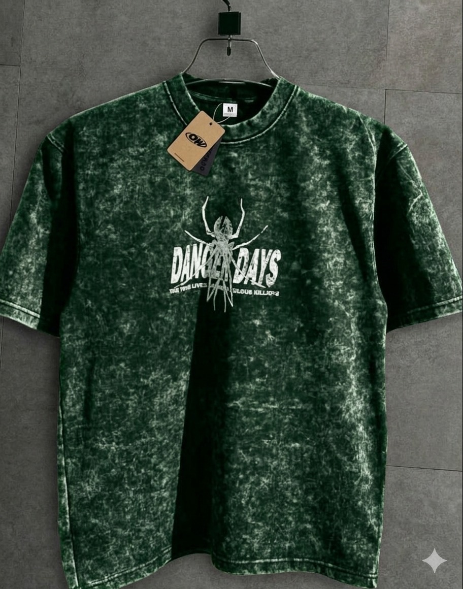 Men's Acid Wash Oversized Drop Shoulder T-Shirt, 250 GSM Pure Cotton