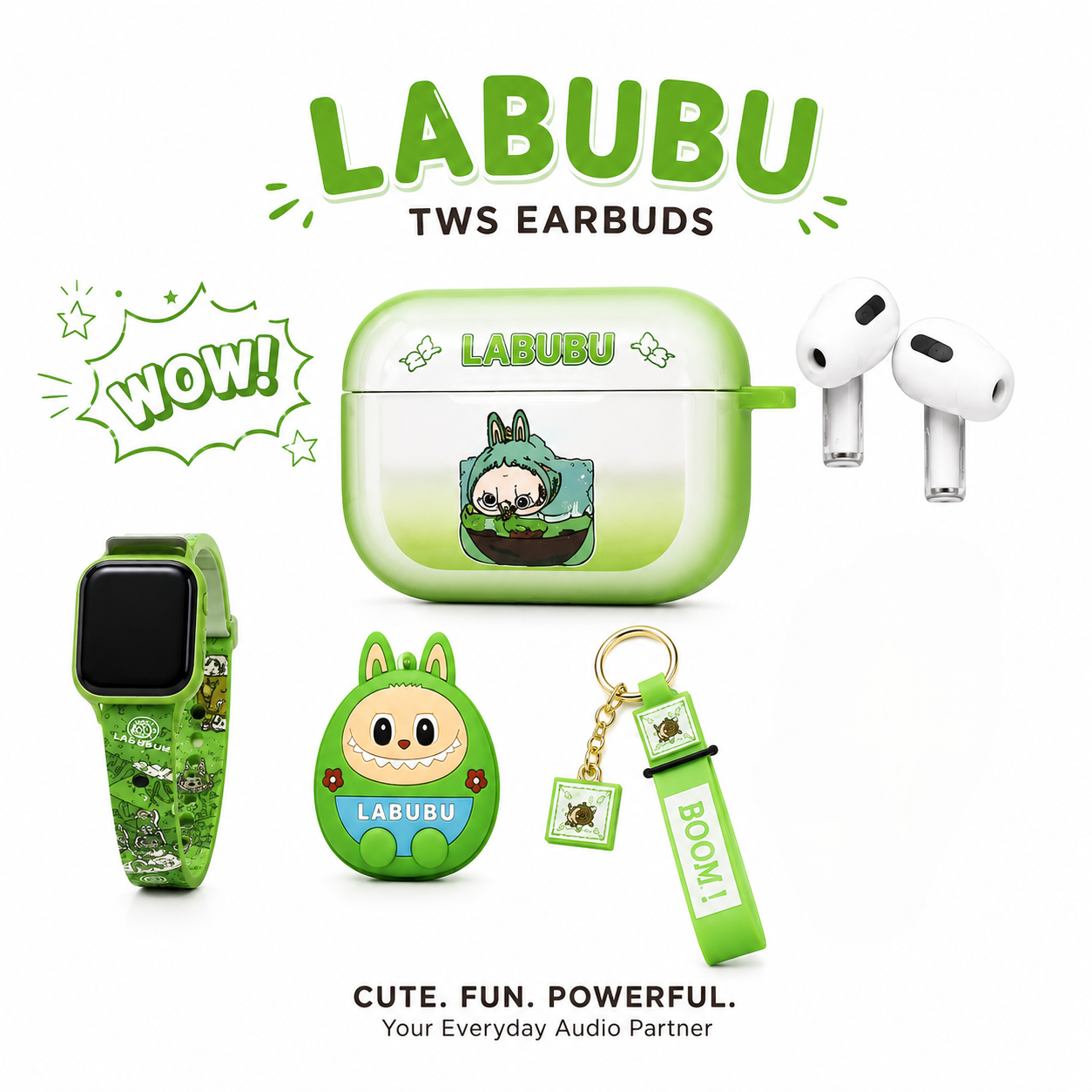 Pop Mart Labubu 2-in-1 গ্যাজেট সেট - TWS ইয়ারবাডস ও স্মার্টওয়াচ স্ট্র্যাপ
