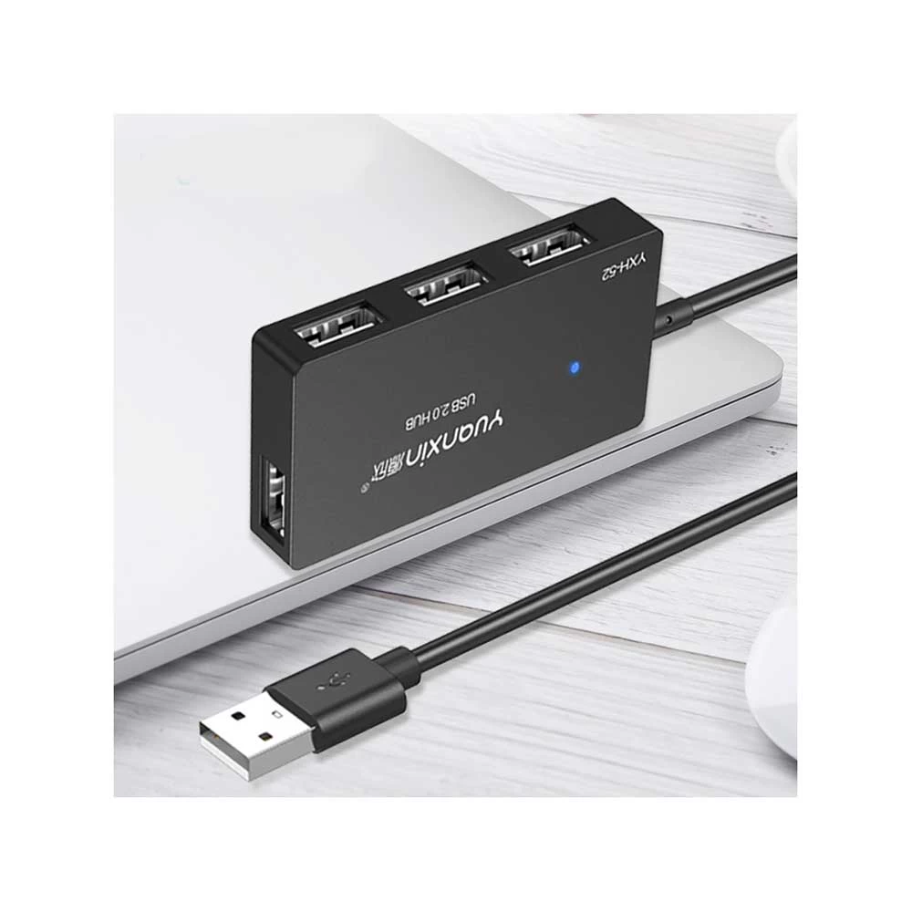 Yuanxin YXH-52 USB Male to Quad USB Female Black Hub