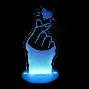 GearUP অ্যাক্রিলিক মাল্টিকালার নাইট ল্যাম্প (Finger Heart)