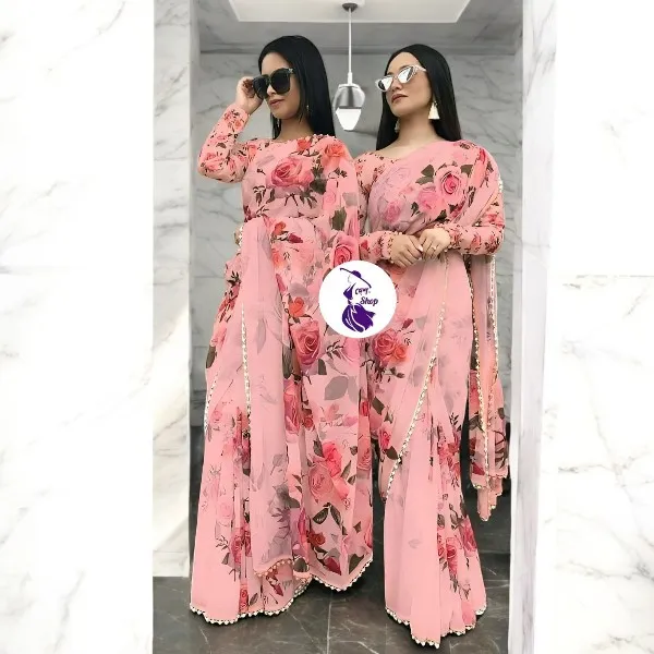 পার্ল লেস এলিগেন্স জর্জেট শাড়ি