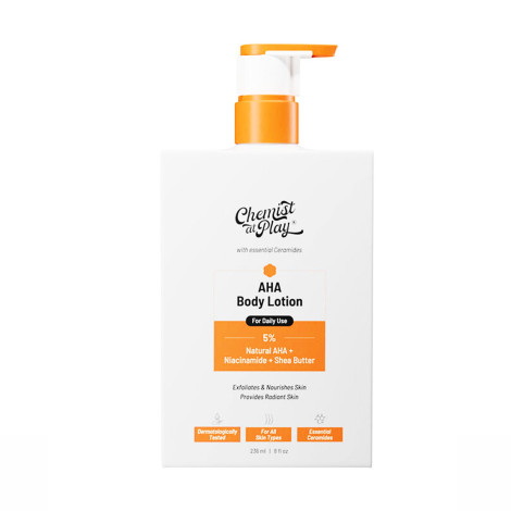 Innovist Chemist At Play  with 5% Natural AHA Niacinamide  Shea Butter AHA Body Lotion 236ml (India)