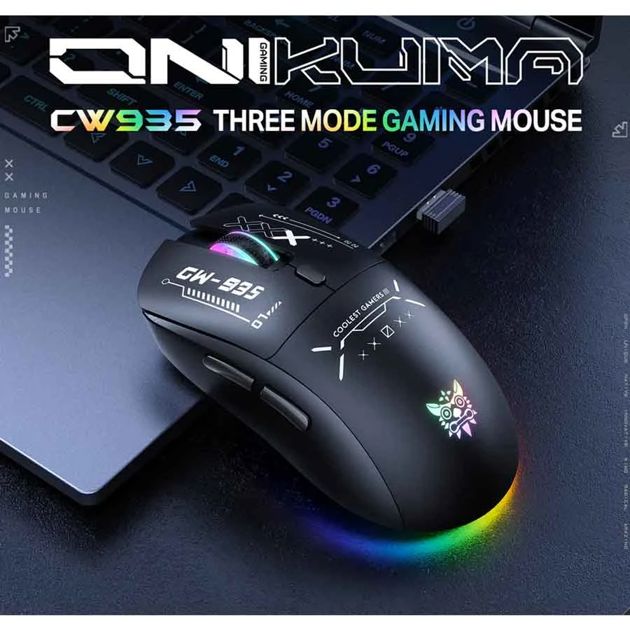 Onikuma CW935 RGB Tri-Mode Wireless Black Gaming Mouse