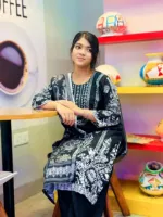 Butter Silk Digital Print Three Piece with Semi Georgette Orna