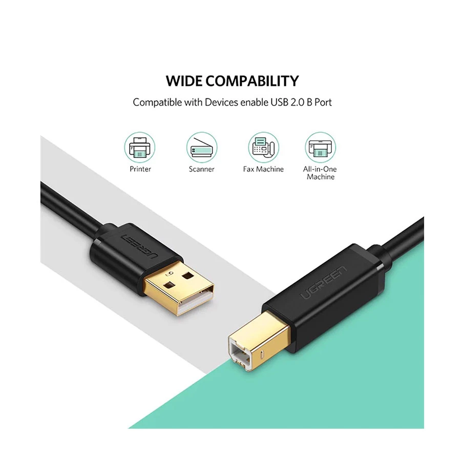 UGREEN US135 USB-A to USB-B Printer Cable 2 Meter Black