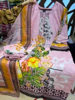 রেডিমেড ডিজিটাল প্রিন্ট থ্রি পিস, লেইস ওয়ার্ক, 5 রং
