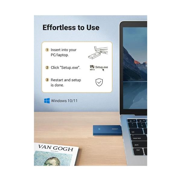 Ugreen CM499 1800Mbps ডুয়াল ব্যান্ড ওয়াই-ফাই 6 USB অ্যাডাপ্টার