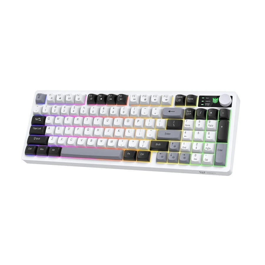 Onikuma MT902 RGB Tri-Mode White Gaming Keyboard