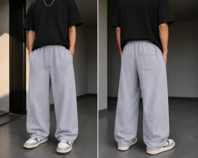 Men's Pure Cotton Baggy Trousers, Sizes M to XL, 3 Colours