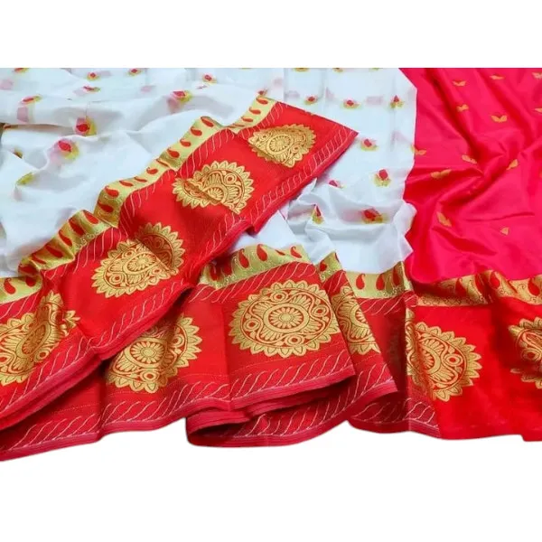 সফট সিল্ক কাতান শাড়ি 12 হাত, গোল্ডেন সুতা ও জরির কাজ