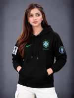 Women's World Cup Print Semi Baggy Hoodie, Pure Cotton, 4 Colours