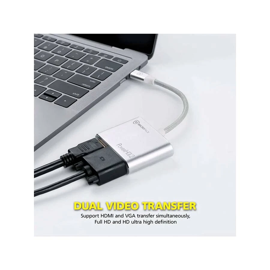 Micropack MDC-4V USB-C to HDMI, VGA, USB & Type-C Converter Silver