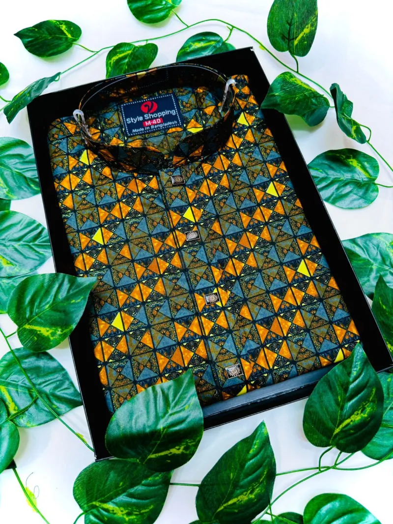 Men's Snap Button Cotton Print Panjabi, Sizes 40 to 44