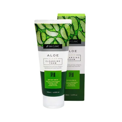 3W Clinic অ্যালো ক্লিয়ার ক্লেনজিং ফোম 180ml