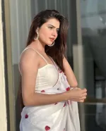 Embroidered Georgette Saree with Tassels, Without Blouse