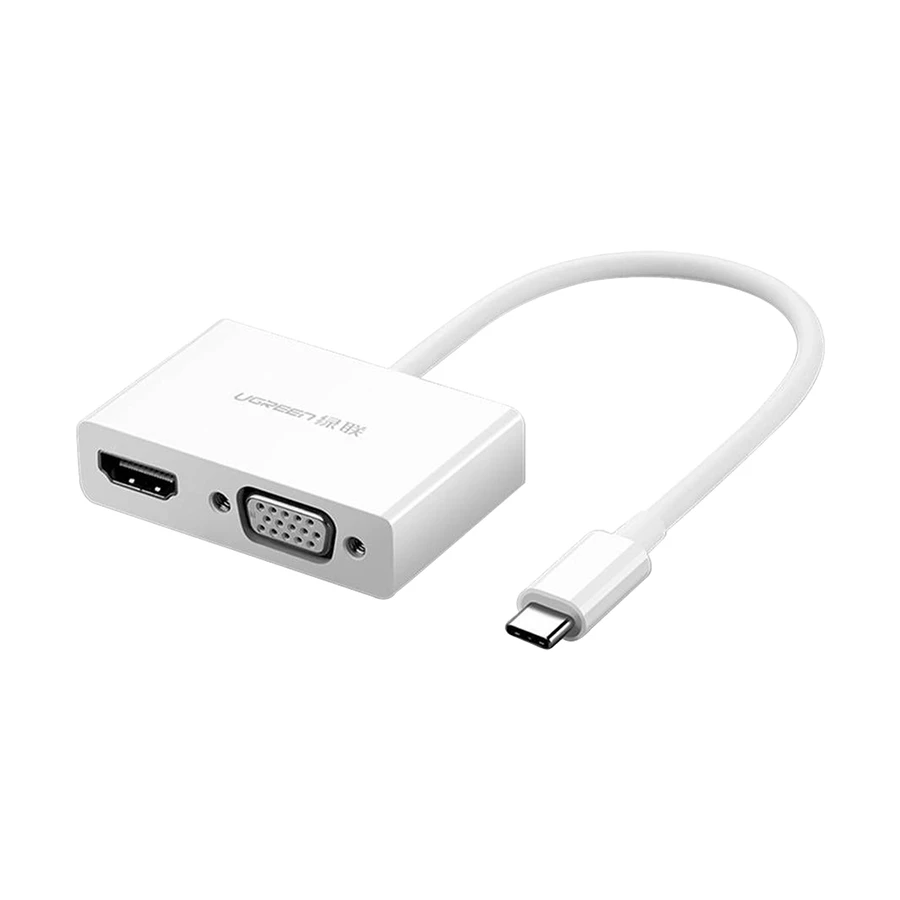 UGREEN 30843 Type-C Male to HDMI & VGA Female White Converter