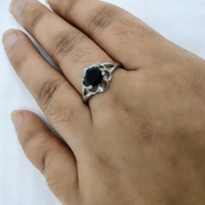 ক্রিস্টাল ব্লুম সিলভার রিং