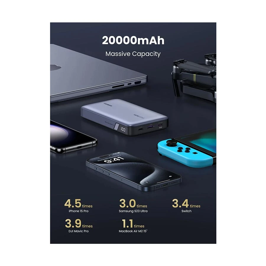 UGREEN PB720 20000mAh 100W Power Bank with Digital Display Grey