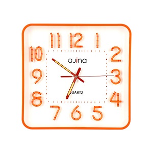 Ajina Maple Digit Square Wall Clock Orange