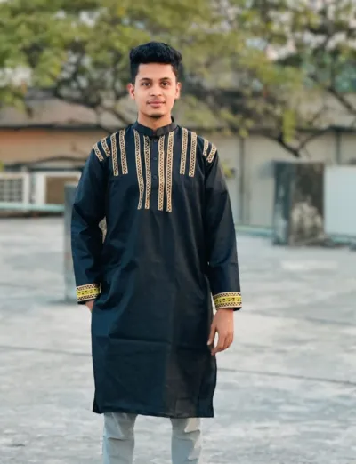 ছেলেদের ধুপিয়ান সিল্ক ব্লক প্রিন্ট পাঞ্জাবি, সাইজ 38 থেকে 46